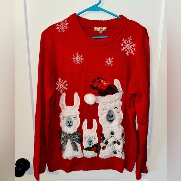 POOF BRAND WOMENS CHRISTMAS SWEATER - Picture 1 of 5